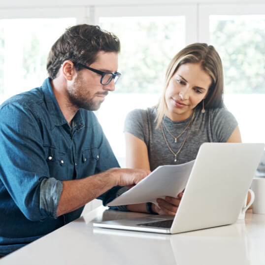 Man and woman working