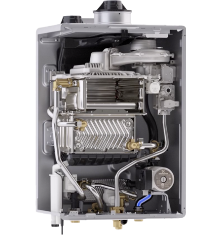 Inside depiction of combination boiler